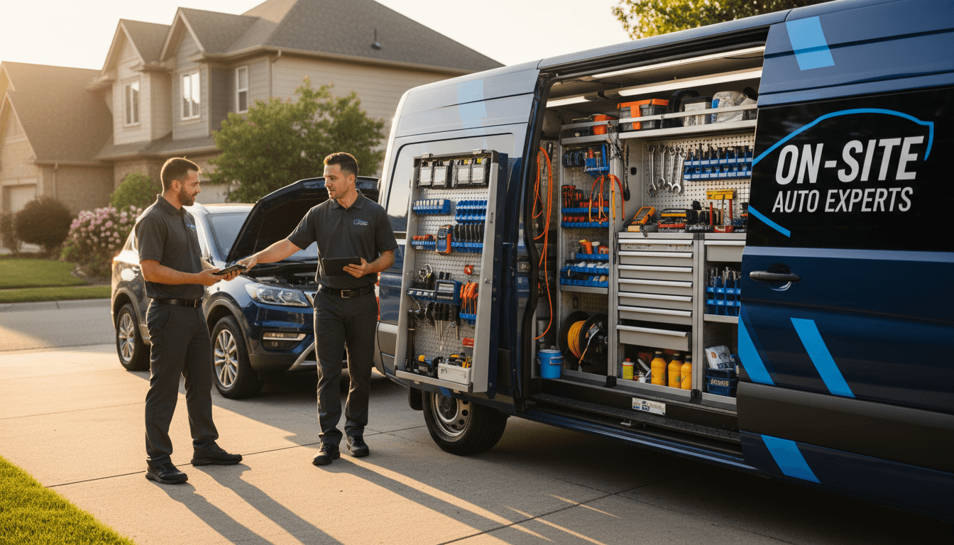 Mobile auto glass technician at a home in Nashville